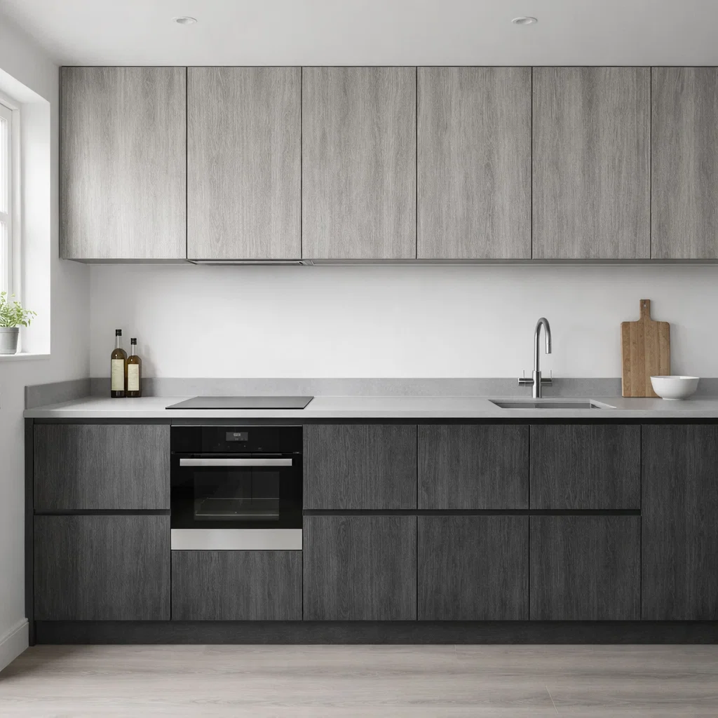 Reconstituted veneer commercial interior showcase