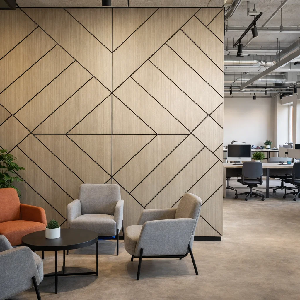 UK office veneer interior showcase