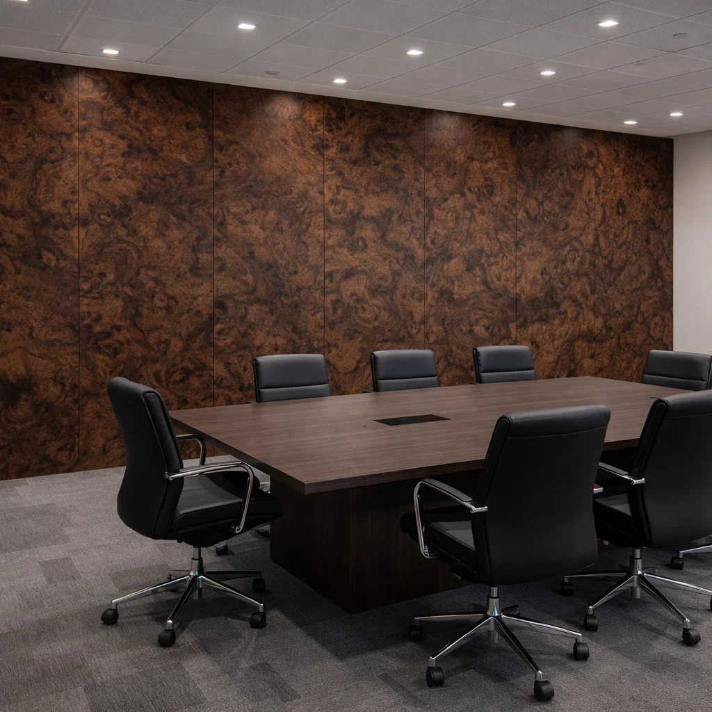 Burl veneer interior feature showcase
