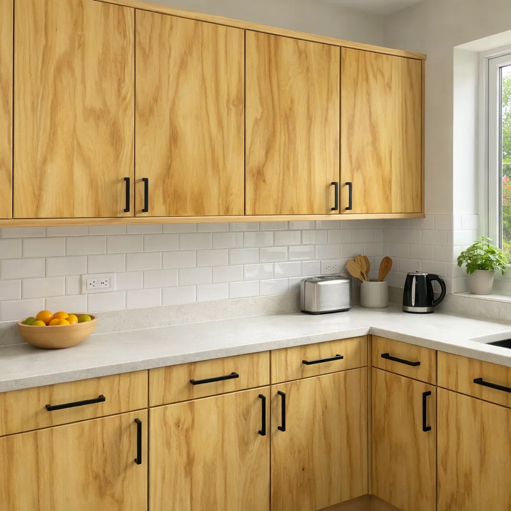 Natural veneer commercial interior showcase